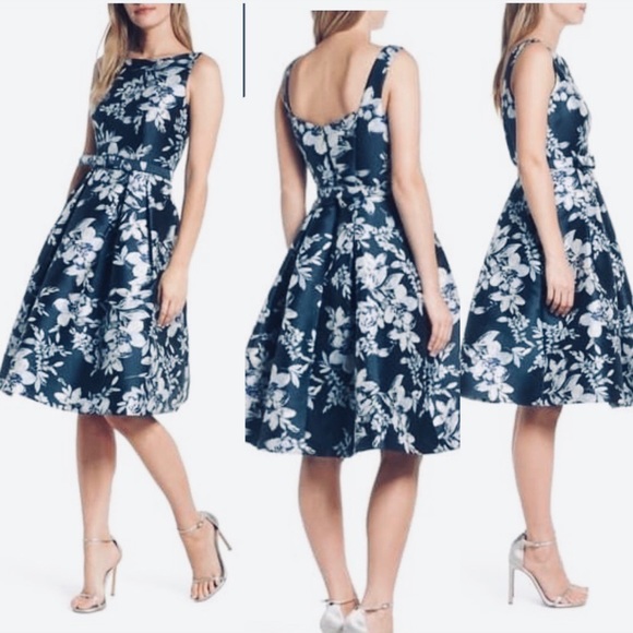 Eliza J Dresses & Skirts - NWT ELIZA J Metallic Floral Belted Fit&Flare Dress